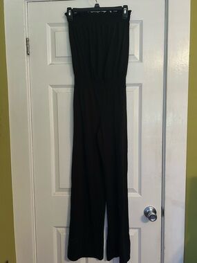 Xhilaration Black Strapless Wide-Leg Jumpsuit